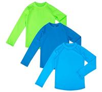 BIG ELEPHANT 3 Pack Kids Rash Guard Swim Shirt UPF 50+ Long Sleeve Rashguard Swimwear Surf Tops Sun Protection for Boys Girls