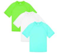 BIG ELEPHANT 3 Pack Kids Short Sleeve Rash Guard Shirt UPF 50+ Protection Swimwear Quick Dry Swim Tee Youth Rashguard