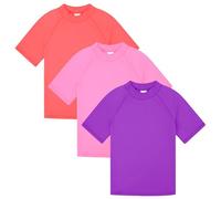 BIG ELEPHANT 3 Pack Kids Short Sleeve Rash Guard Shirt UPF 50+ Protection Swimwear Quick Dry Swim Tee Youth Rashguard