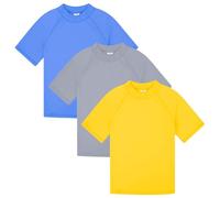 BIG ELEPHANT 3 Pack Kids Short Sleeve Rash Guard Shirt UPF 50+ Protection Swimwear Quick Dry Swim Tee Youth Rashguard