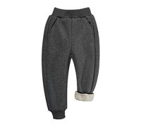 BIG ELEPHANT Boys Girls Fleece Lined Sweatpants, Youth Soft Cotton Athletic Jogger, Kids Basic Active Pants with Pockets Dark Grey