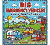 Big Emergency Vehicles Coloring Book for Toddlers: Simple, Bold & Thick Outline Pages Ages 2-4 (Little Rescue Wheels: Bold Coloring Fun)