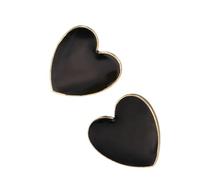 Big Enamel Heart Stud Earrings For Women Black Oil Street Trendy Jewelry Statement Love Stud Earring Gifts For Girlfriends