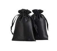 BIG EVENTS Satin Bags with Drawstring, 6x9" Wedding Favor Drawstring Bags, 50PCS Rose Gold Mini Gift Bags for Jewelry, Baby Shower, Valentine's Day, Craft, Birthday, Business, Party Favors Bags (Black