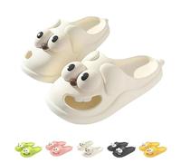 Big Eye Dog Slippers for Women & Men, Funny 3D Animal Slides with Non-Slip Sole, Quick-Drying & Lightweight Sandal (white, Adult, Women, 4, Numeric Range, UK Footwear Size System, 5, Medium)