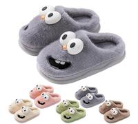 Big Eye Dog Slippers for Women Men, Tongue Kiss Slippers Couples, Tongue Fun Cartoon 3D Kissing Slipper (Plush Style Grey, M, Adult, Women, 7.5, Numeric Range, UK Footwear Size System, 8, Medium)