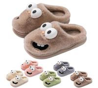 Big Eye Dog Slippers for Women Men, Tongue Kiss Slippers Couples, Tongue Fun Cartoon 3D Kissing Slipper (Plush Style Brown, M, Adult, Women, 9, Numeric Range, UK Footwear Size System, 10, Medium)