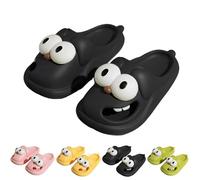 Big Eye Dog Slippers for Women Men, Tongue Kiss Slippers Couples, Tongue Fun Cartoon 3D Kissing Slipper (Black, M, Adult, Women, 6, Numeric Range, UK Footwear Size System, 6.5, Medium)