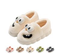 Big Eye Dog Slippers for Women Men, Tongue Kiss Slippers Couples, Tongue Fun Cartoon 3D Kissing Slipper (Plush Style White A, M, Adult, Women, 3, Numeric Range, UK Footwear Size System, 3.5, Medium)