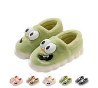 Big Eye Dog Slippers for Women Men, Tongue Kiss Slippers Couples, Tongue Fun Cartoon 3D Kissing Slipper (Plush Style Green A, M, Adult, Women, 3, Numeric Range, UK Footwear Size System, 3.5, Medium)