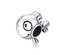 Big Eye Fish Charm 925 Sterling Silver Cat Charm Camel Charm Koala Charm Mouse Charm Butterfly Charm for Pandora Charm Bracelet (Big Eye Fish)