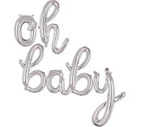 Big Eye Owl 16 Inch Silver Balloons for Oh Baby Balloon Foil Letters Balloon Cursive Mylar Alphabet Banner Helium Foil Balloon Baby Shower Anniversary Wedding Party Decoration Supplies Small