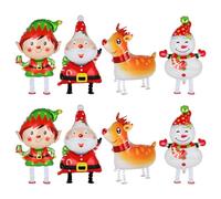 Big Eye Owl Pack of 8 Christmas Walking Foil Balloons Santa Snowman Reindeer Elves Airwalker Balloons Christmas Air Walker Party Decoration