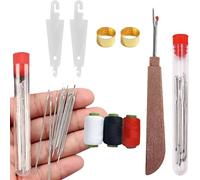 Big Eye Steel Sewing Needles Kit,34 Piece Big Eye Steel Needle Set,Stainless Steel Sewing Needle Kit,Portable Sewing Needles Large Eye Hand Sewing,Needles Thread Hand Repair Tools for Beginners (1)