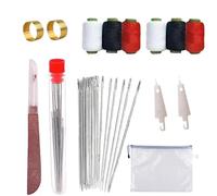 Big Eye Steel Sewing Needles Kit, 34 Piece Needle Repair Tool - Long & Thin Handmade Quilting & Sewing Needles Kit for DIY, Portable, Easy-Thread (37PCS)