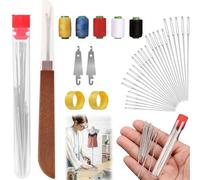 Big Eye Steel Sewing Needles Kit, Stainless Steel Hand Sewing Needles Set with 34/36/37pcs Needles, Big Eye Hand Needles Set for Embroidery, Quilting & Repairs (36PCS)