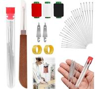 Big Eye Steel Sewing Needles Kit, Stainless Steel Hand Sewing Needles Set with 34/36/37pcs Needles, Big Eye Hand Needles Set for Embroidery, Quilting & Repairs (34PCS)
