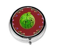 Big Eye Watermelon Take-Along Pill Box, Portable Round Pill Box, fits in Your Purse Pocket Lightweight 3 Compartment Pill Box,