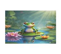 Big Eyed Frog 1000 Piece Jigsaw Puzzle- Brain Teaser Game for Adults & Children - Educational Activities Wooden Jigsaws （75×50cm）