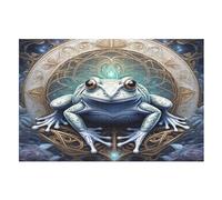 Big Eyed Frog 1000 Piece Wooden Jigsaw Puzzle- Brain Teaser Game for Adults & Children Educational Activities Jigsaws Puzzles （75×50cm）