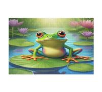 Big Eyed Frog 1000 Pieces Wooden Jigsaw Puzzle for Adults Puzzles Brain Exercise Challenge High Difficulty Game for Kids （75×50cm）