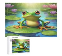 Big Eyed Frog 1000 Pieces Wooden Jigsaw Puzzle for Adults Puzzles Brain Exercise Challenge High Difficulty Game for Kids （75×50cm）