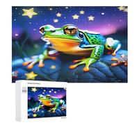 Big Eyed Frog Puzzles 1000 Pieces Wooden Jigsaw Puzzle for Adults Brain Exercise Challenge Game Gift for Kids Children Jigsaws （75×50cm）