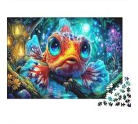 Big Eyed Goldfish 1000 Pieces Premium Cardboard Jigsaw Puzzles Brain Teaser Educational for Cognitive Development All Ages Family Vibrant Fantasia Goldfish Puzzle Lovers 52x38cm/1000pcs