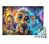 Big-eyed Monkey 1000 Piece Thick Cardboard Jigsaw Puzzle Solo Challenging Educational Single Player for Adults Enthusiasts Office Break Furry Primates Puzzle 38x26cm/1000pcs