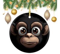Big-Eyed Monkey Ceramic Christmas Ornaments 3 Inch Vintage Hanging Baubles with Gold String for Xmas Tree Decorations Holiday Party Yard Garden Home Decor Festive Keepsake Gift Exchange