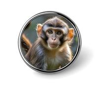 Big Eyed Monkey Round Lapel Pins Backpack Pin Cute Brooch Decoration Brooches for Women Men Fashion Button Badges for Hat Backpacks Purses Jackets Shirt Suit