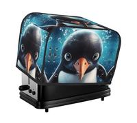 Big Eyed Penguin Toaster Cover 2 Slice, Waterproof Bread Machine Covers with Pockets Universal Size Kitchen Small Appliance Cover with Handle, Dust and Fingerprint Protection