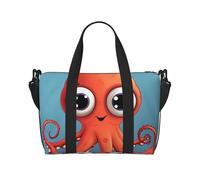 Big-Eyed Red Octopus Water-Resistant Crossbody Travel Bag, Large Carry-On with Adjustable Strap, Multi-Compartment Weekender for Gym, Travel, Outdoor