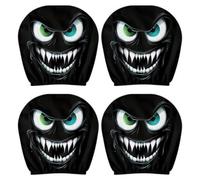 Big Eyes Car Headrest Covers, 4Pcs Halloween Dustproof Car Head Rest Covers, Washable Universal Head Rest Protector Cover With Elasticated Hems For Truck Bus Auto