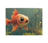 Big Eyes, Little Goldfish Wooden Puzzle 500 Piece Jigsaw Puzzle for Adults Challenging Puzzle for Game Size 15"x20.4"