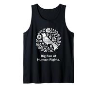 Big Fan of Human Rights Bird Floral Protest Graphic Message Tank Top