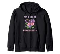 Big Fan of Human Rights Protest Defend Equality Retro Floral Zip Hoodie
