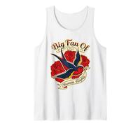 Big Fan of Human Rights Quote Bird Floral Roses Tank Top