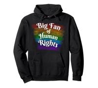 Big Fan of Human Rights Rainbow Equality Retro Pullover Hoodie