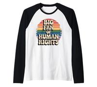 Big Fan of Human Rights Rainbow Equality Retro Raglan Baseball Tee