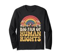 Big Fan of Human Rights Retro Rainbow Floral Long Sleeve T-Shirt