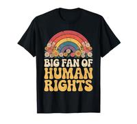 Big Fan of Human Rights Retro Rainbow Floral T-Shirt