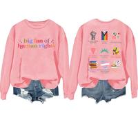 Big Fan Of Human Rights Sweatshirt Big Fan Of Human Rights Shirts For Women Man Casual Graphic Shirt Pink