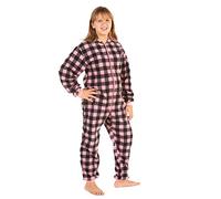 BIG FEET PAJAMA CO. Hoodie Onesie Buffalo Pink & Black Plaid Fleece Footed Pajamas for Boys & Girls