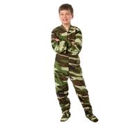 Big Feet Pjs Kids Green Camo Boys Onesie Fleece Footed Pyjamas (M)