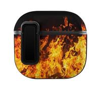 Big Fire Flames on Black Case Cover Compatible with AirPods 4th Generation Hard Skin Protection