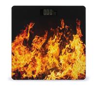 Big Fire Flames on Black Digital Bathroom Scale for Body Weight LCD Display Tempered Glass Weighing Scales