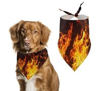Big Fire Flames on Black Dog Bandanas Puppy Cat Kerchief Scarf Pet Triangle Bandana for Christmas