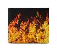 Big Fire Flames on Black Men Wallet Leather Bifold Wallets with Window Slim Minimalist Front Pocket