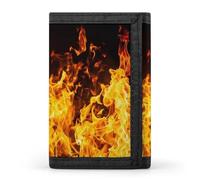 Big Fire Flames on Black Men's Trifold Wallet Slim Minimalist ID Credit Holder